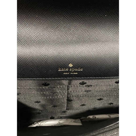 Kate Spade Tinsel Flap Crossbody Black Glitter Interior Credit Card Slots NWT - Picture 5 of 10